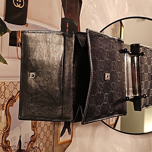 Gucci Guccissima Compact Canvas/Leather Black Wallet - Picture 8 of 11